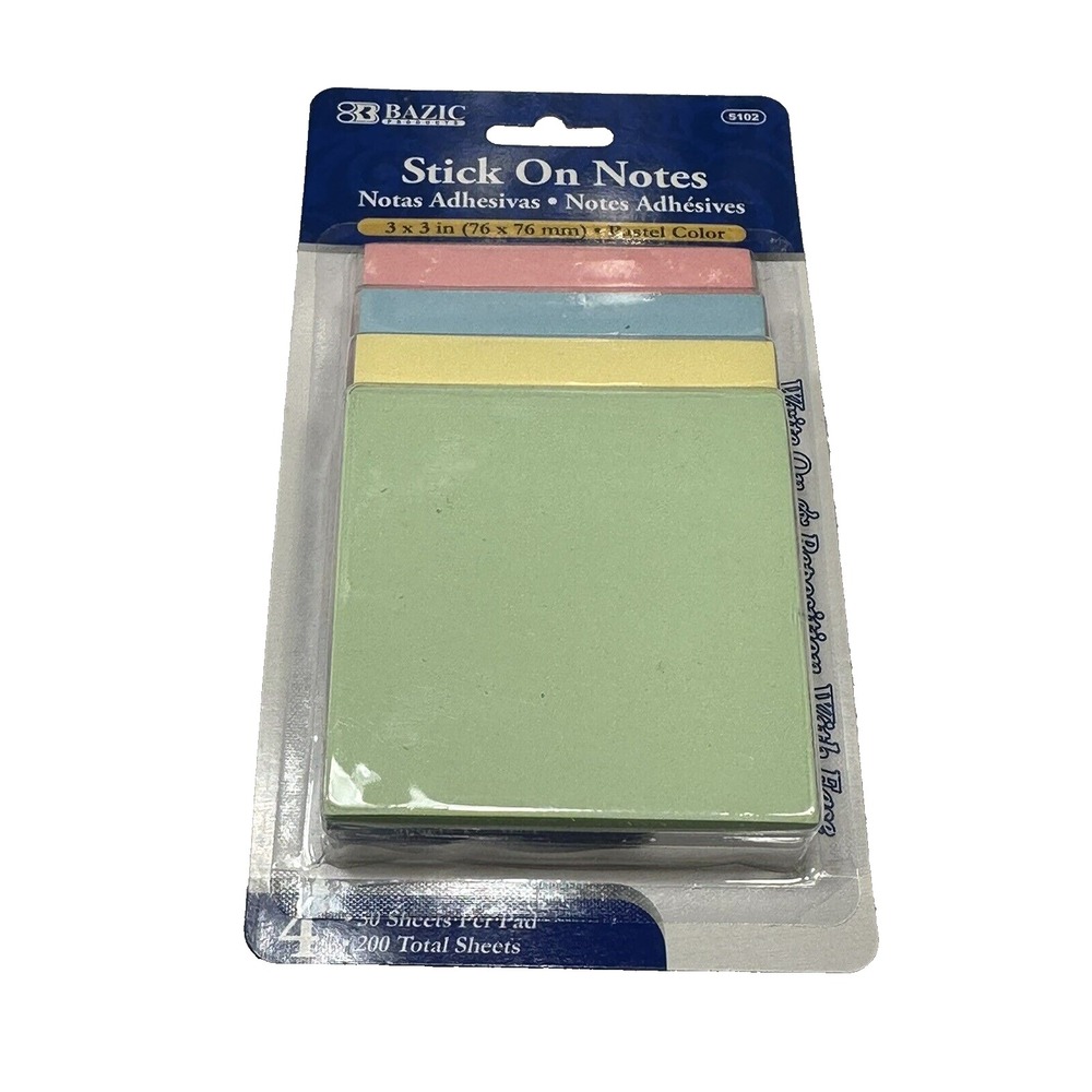 sticky note pads 4 colors 200 total sheets 50 per‎ pad